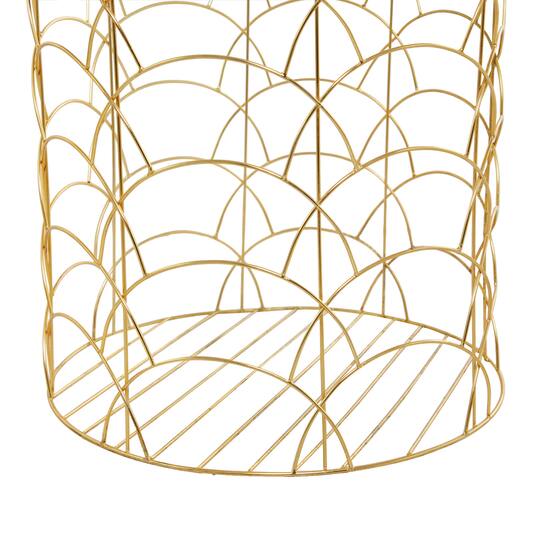 CosmoLiving by Cosmopolitan Gold Metal Storage Basket with Faux Leather Handles Set of 3 16", 14